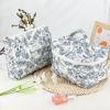 Picture of URSKYTOUS 2Pcs Cotton Quilted Makeup Bag for Women Girls Floral Travel Large Small Cosmetic Bag Set Cute Vintage Flower Makeup Pouch Portable Toiletry Bag Organizer Coquette Aesthetic Makeup Brush Bag