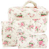 Picture of URSKYTOUS 3Pcs Cotton Quilted Makeup Bag for Women Girls Large Small Travel Pink Floral Cosmetic Bags Set Cute Coquette Makeup Pouch for Purse Aesthetic Cloth Flower Storage Toiletry Bag Organizer