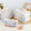 Picture of URSKYTOUS 3Pcs Cotton Quilted Makeup Bag for Women Girls Large Small Travel Floral Cosmetic Bags Set Cute Coquette Makeup Pouch for Purse Aesthetic Cloth Bee&Flower Storage Toiletry Bag Organizer