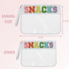 Picture of Siwara Snack Bags Clear Pouch Travel Makeup Bag Chenille Letter Bags for Zipper Pouch Clear Cosmetic Bag Clear Tote Bag Makeup Travel Bag for Women (White-Snacks)