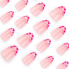 Picture of LPOODDNU Valentines Press on Nails Almond Medium Fake Nails Cute Heart Glue on Nails Valentine’s Day Nail Art Decorations Almond Shape Glossy Pink False Nails French Stick on Nails for Women, 24Pcs