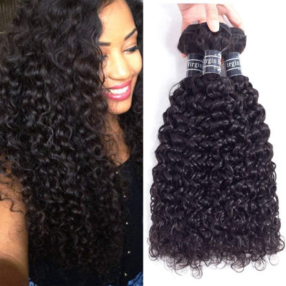 Picture of Amella Hair 8A Brazilian Curly Hair 3 Bundles Curly Weave Brazilian Human Hair Bundles 100% Unprocessed Brazilian Virgin Hair Black Color 16 18 18 inch