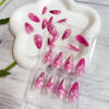 Picture of LPOODDNU Valentine’s Day Press on Nails Glossy Pink Heart Fake Nails Almond Glue on Nails Pink False Nail Tips Cute Valentine’s Day Stick on Nails Finger Manicure Artificial Nails for Women, 24Pcs