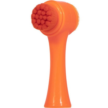Picture of Beomeen Face Brush 2 in 1, Silicone Facial Cleansing Exfoliating Brush Soft Bristles Pore Deep Cleansing Manual Dual Face Wash Scrub Brush for Massaging, Makeup Skincare Removal, Fluorescent Orange