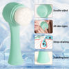 Picture of Beomeen Face Brush 2 in 1, Silicone Facial Cleansing Exfoliating Brush Soft Bristles Pore Deep Cleansing, Jade Face Roller Skin Care Tools, Manual Dual Face Wash Scrub Brush Massaging Gift, Blue+Green