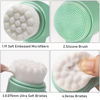 Picture of Beomeen Face Brush 2 in 1, Silicone Facial Cleansing Exfoliating Brush Soft Bristles Pore Deep Cleansing, Jade Face Roller Skin Care Tools, Manual Dual Face Wash Scrub Brush Massaging Gift, Blue+Green