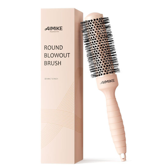 Picture of AIMIKE Round Brush for Blow Out, Small Round Hair Brush w/Nano Ion Thermal Ceramic Tech, Professional Round Brush for Blow Drying & Styling, Maximum Volume and Shine, Barrel 1.3 inch