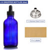 Picture of AOZITA 4 Pack, 4oz Blue Glass Dropper Bottles with 1 Funnel & 4 Lables - 120ml Dark BlueTincture Bottles with Eye Droppers - Leakproof Travel Bottles For Essential Oils, Liquids