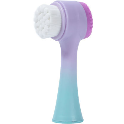 Picture of Beomeen Face Brush 2 in 1, Silicone Facial Cleansing Exfoliating Brush Soft Bristles Pore Deep Cleansing Manual Dual Face Wash Scrub Brush For Massaging, Makeup Skincare Removal, Gradient Purple