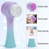 Picture of Beomeen Face Brush 2 in 1, Silicone Facial Cleansing Exfoliating Brush Soft Bristles Pore Deep Cleansing Manual Dual Face Wash Scrub Brush For Massaging, Makeup Skincare Removal, Gradient Purple