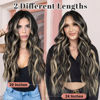 Picture of ALXNAN Clip in Hair Extensions for Women, Black Mix Blonde Long Wavy Hair Extensions Clip Ins 4PCS 24 Inch Synthetic Soft and Natural Thick Hair Pieces for Women