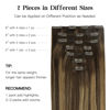 Picture of HOTBANANA Human Hair Clip in Hair Extensions, Balayage Chocolate Brown Mixed Caramel Blonde 120g Clip in Hair Extensions Real Human Hair Straight Remy Hair Clip Ins Dark Roots Ombre 18 Inch 7pcs