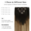Picture of HOTBANANA Human Hair Clip in Hair Extensions, Dark Brown to Chestnut Brown and Dirty Blonde Highlighted 120g Clip in Hair Extensions Real Human Hair Straight Remy Hair 22 Inch 7pcs