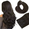 Picture of HOTBANANA Human Hair Clip in Hair Extensions, Dark Brown 120g Clip in Hair Extensions Real Human Hair Straight Remy Hair Clip in Hair Extensions 16 Inch 7pcs