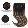 Picture of HOTBANANA Human Hair Clip in Hair Extensions, Balayage Natural Black to Light Blonde 120g Clip in Hair Extensions Real Human Hair Straight Remy Hair Clip Ins Dark Roots Ombre 16 Inch 7pcs