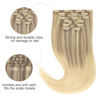 Picture of HOTBANANA Human Hair Clip in Hair Extensions, Ash Blonde to Golden Blonde and Platinum Blonde Hair Extensions 120g Clip in Hair Extensions Real Human Hair Straight Remy Hair 18 Inch 7pcs