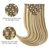 Picture of HOTBANANA Human Hair Clip in Hair Extensions, Ash Brown Highlighted Golden Blonde Hair Extensions 120g Clip in Hair Extensions Real Human Hair Straight Remy Hair Clip Ins 20 Inch 7pcs