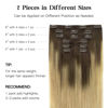 Picture of HOTBANANA Human Hair Clip in Hair Extensions, Balayage Chocolate Brown to Dirty Blonde 120g Clip in Hair Extensions Real Human Hair Straight Remy Hair Clip Ins Dark Roots Ombre 24 Inch 7pcs