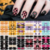 Picture of 12 Sheets Halloween Nail Wraps Stickers, Nail Polish Strips DIY Self-Adhesive Full Glitter Nail Art Decals Pumpkin Bat Ghost Spider Skull Pattern with 2 Piece Nail Files for Party Decor (168 Pieces)