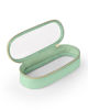 Picture of Soimeat Clear Travel Makeup Brush Holder, Leather Makeup Brush Toiletry Bag, Portable Cosmetic Brush Case, Transparent Waterproof Makeup Brush Storage Bag, Mint Green