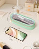 Picture of Soimeat Clear Travel Makeup Brush Holder, Leather Makeup Brush Toiletry Bag, Portable Cosmetic Brush Case, Transparent Waterproof Makeup Brush Storage Bag, Mint Green