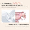 Picture of Saviland French Tip Nail Stamp: 8PCS Clear Silicone Nail Stamping Nail Art Stamper Kit, 2+2PCS Long & Short Jelly Stamper with Scrapers Nail Stamper Kit for French Manicure Home DIY Nail Salon