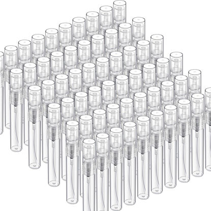 Picture of Fandamei 60PCS 5ml Mini Spray Bottle, Mini Clear Plastic Spray Bottle Empty, Fine Mist Refillable Mini Perfume Bottle, Perfume Atomizer, Small Empty Sample Containers, Plastic Portable Travel Bottle