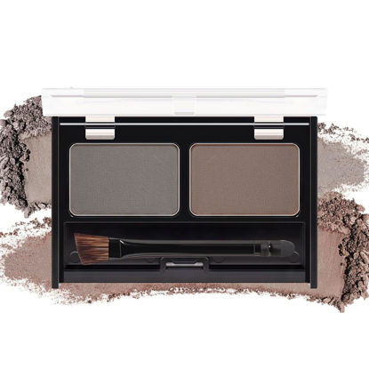 Picture of Brow Powder Kit,Long-Lasting Waterproof Two Colors Brow Filler Get Full Defined Natural Brows,Eyebrow Contour Palette with Double-ended Eyebrow Brush,sombra para cejas - Dark Brown+Grey
