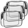 Picture of F-color Clear Makeup Bags - Clear Travel Bags for Toiletries 3 Pack TSA Approved Toiletry Bag Clear Toiletry bags Quart Size Travel Bag, Carry on Airport Airline Compliant Bag, Pure Black