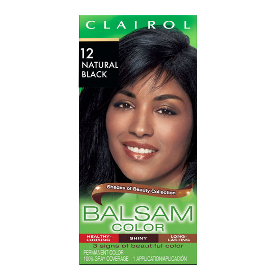 Picture of Clairol Balsam Permanent Hair Dye, 12 Natural Black Hair Color, Pack of 1