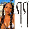 Picture of SEIKEA 2PCS Long Braid Ponytail Extension with Hair Tie Long Straight Wrap Around Hair Extensions Ponytail Soft Synthetic Hair Black Brown 30 Inch (After Braided 27 Inch)