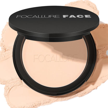 Picture of FOCALLURE Flawless Pressed Powder, Control Shine & Smooth Complexion, Pressed Setting Powder Foundation Makeup, Portable Face Powder Compact, Long-Lasting Matte Finish, Ivory