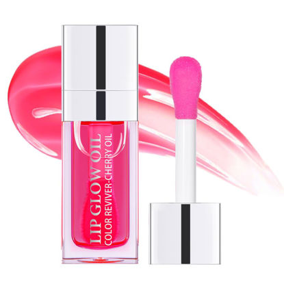 Picture of Fovcos Hydrating Lip Oil - Moisturizing, Plumping Lip Gloss Balm With Cherry Tint