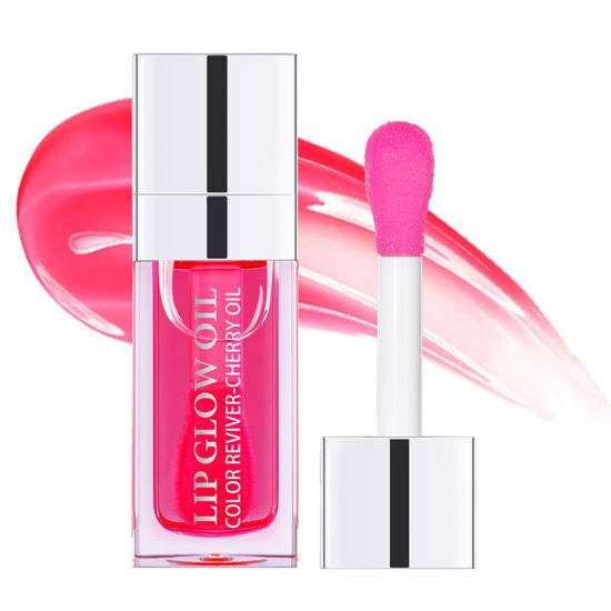 Picture of Fovcos Hydrating Lip Oil - Moisturizing, Plumping Lip Gloss Balm With Cherry Tint