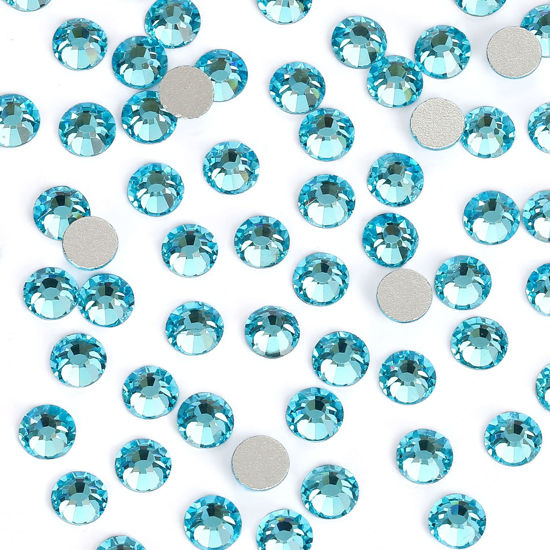 Picture of 1440Pcs Aquamarine Crystal Rhinestones,Glass Flatback Rhinestones Gemstones Mini for Nail Face Makeup Art Crafts Clothes Decoration - (SS6,2.0mm, Aquamarine)