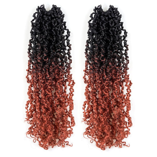 Picture of Toyotress Yanky Twist Crochet Hair - 12 Inch 8 Packs Ombre Ginger Short Bob Pre-twisted Passion Twist Crochet Hair, Orange Pre-Looped Spring Twist Mini Twist Crochet Braiding Hair (12 Inch, OT350-2P)