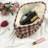 Picture of GUTGNK Corduroy Ladies Cosmetic Bag, Large Capacity Canvas Cosmetic Bag Travel Toiletry Bag Accessories Organizer, Purple Check