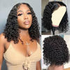 Picture of virginess Wear and Go Glueless Wigs Human Hair Pre Plucked Pre Cut Deep Wave Curly Bob Wig Human Hair Lace Front Wigs for Black Women 4x4 Lace Closure Human Hair Bob Wigs Glueless 8 Inch