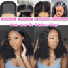 Picture of virginess Wear and Go Glueless Wigs Human Hair Pre Plucked Pre Cut Deep Wave Curly Bob Wig Human Hair Lace Front Wigs for Black Women 4x4 Lace Closure Human Hair Bob Wigs Glueless 8 Inch