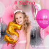 Picture of SuPoo 5th Birthday Decorations - Girl Headband, Crown, Glitter Hair Band for Party, Flower Princess Tiara Hair Accessory
