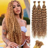 Picture of Blonde Human Braiding Hair Water Wave Bulk Human Hair 150g 24 Inch Color 27 Curly Human Hair for Boho Braids Hair Extensions No Weft 3 Braids Per Pack Wet and Wavy Human Hair Braiding Hair
