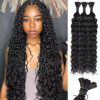 Picture of Human Braiding Hair Water Wave Bulk Human Hair 150g 14 Inch Curly Human Hair for Boho Braids Hair Extensions No Weft 3 Braids Per Pack Wet and Wavy Human Hair Braiding Hair Natural Color