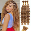 Picture of Blonde Human Braiding Hair Deep Water Wave Bulk Human Hair 150g 22 Inch Color 27 Curly Human Hair for Boho Braids Hair Extensions No Weft 3 Braids Per Pack Wet and Wavy Human Hair Braiding Hair