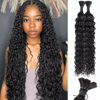 Picture of Human Braiding Hair Water Wave Bulk Human Hair 100g 24 Inch Curly Human Hair for Boho Braids Hair Extensions No Weft 2 Braids Per Pack Wet and Wavy Human Hair Braiding Hair Natural Color