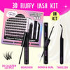 Picture of GAQQI Lash Clusters Kit, DIY Lash Extensions Kit 10-14mm Fluffy Cluster Lashes, Wispy Eyelash Clusters with Lash Bond and Seal+Lash Tweezer+Remover+110pcs Thin Band Individual Lashes (3D-GQ08-KIT)