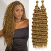 Picture of Eerya Long Curly Braiding Hair 18 Inch 2 Packs Honey Blonde Ocean Wave Crochet Hair for Black Women Deep Wave Braiding Hair for Boho Braids (18 inch, #27)
