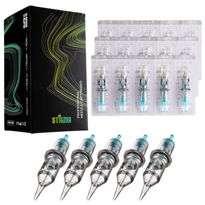 Picture of STIGMA Aquamarine Knight Bugpin Tattoo Cartridges Assorted 50pcs of Round Liner #10 0.3mm RL(1003RL 1005RL 1007RL 1009RL 1011RL) Disposable Tattoo Cartridge Needles EN02B-50KIT-R
