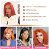 Picture of Bob Orange Lace Front Wigs Human Hair Pre Plucked 13x4 Straight Frontal Wigs for Black Women Human Hair 180% Density HD Transparent Lace Wig Glueless #350 Colored Bob Wig Human Hair 12 Inch