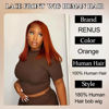 Picture of Orange Bob Wig Human Hair 13x4 HD Lace Front Wigs Human Hair Pre Plucked with Baby Hair 180% Density 350# Colored Lace Frontal Bob Wigs Straight Bob Wigs for Black Women 14 Inch