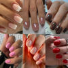 Picture of 6 Packs (144Pcs) Press on Nails Square, Short Square Press on Nails, Ombre Press on Nails Medium, Pink Fake Nails Chrome Glue on Nails Gel False Nails for Women, Stick on Nails Kit 12 Sizes-6 Styles